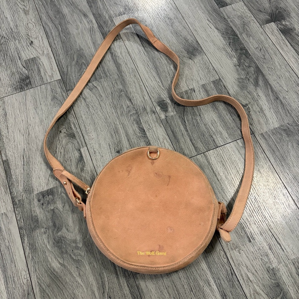 The Wolf Gang Tan Circle Crossbody Suede Bag